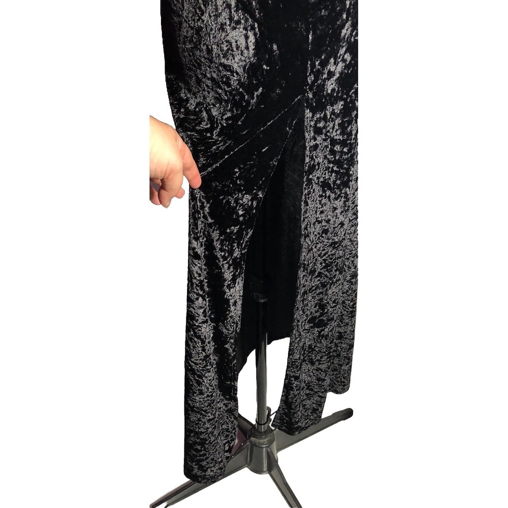 Vtg 90s whimsygoth‎ Witchcore Black Sheer One Shoulder Gown dress Monroe M - Picture 4 of 10
